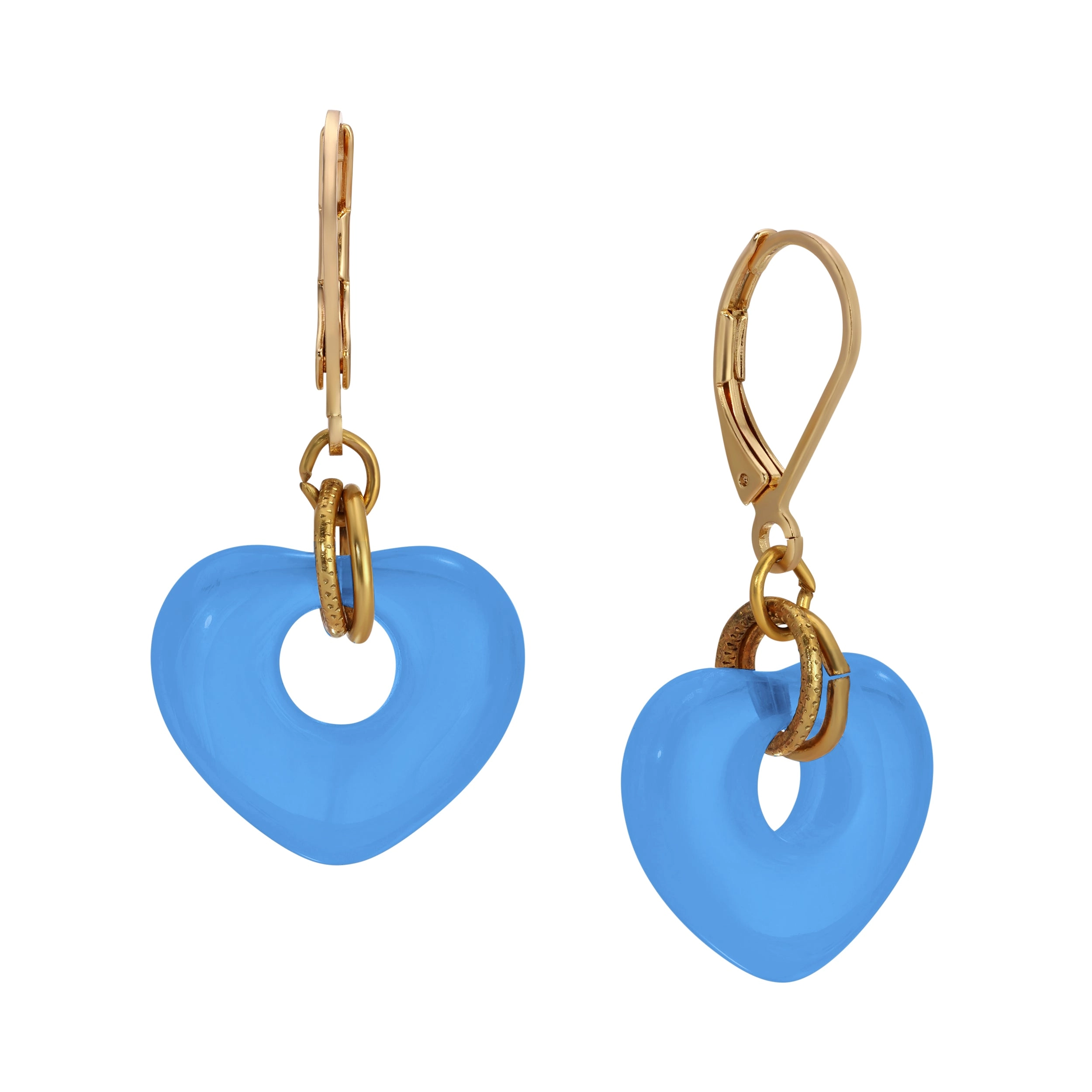 1928 Jewelry Vintage Glass Heart Drop Earrings