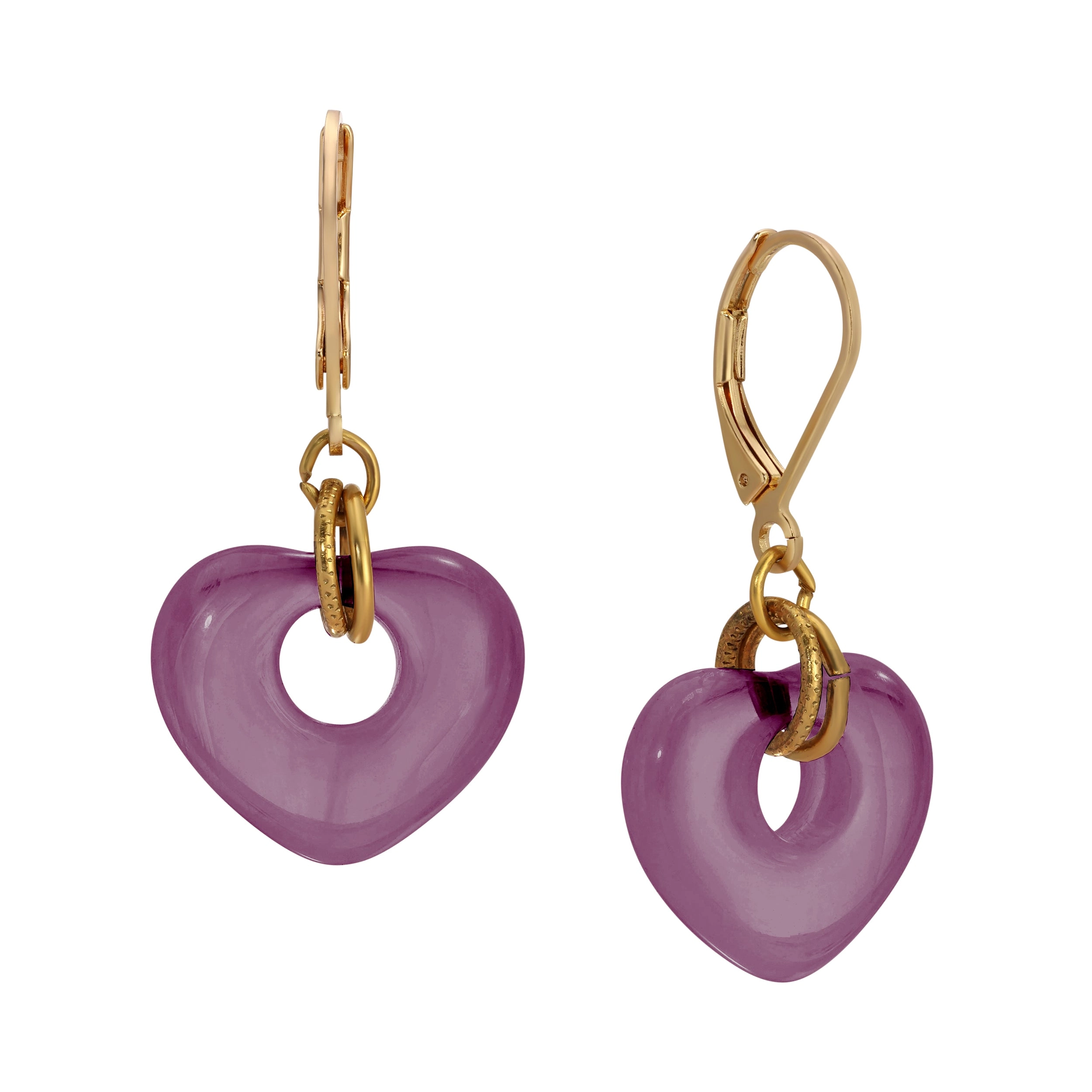 1928 Jewelry Vintage Glass Heart Drop Earrings
