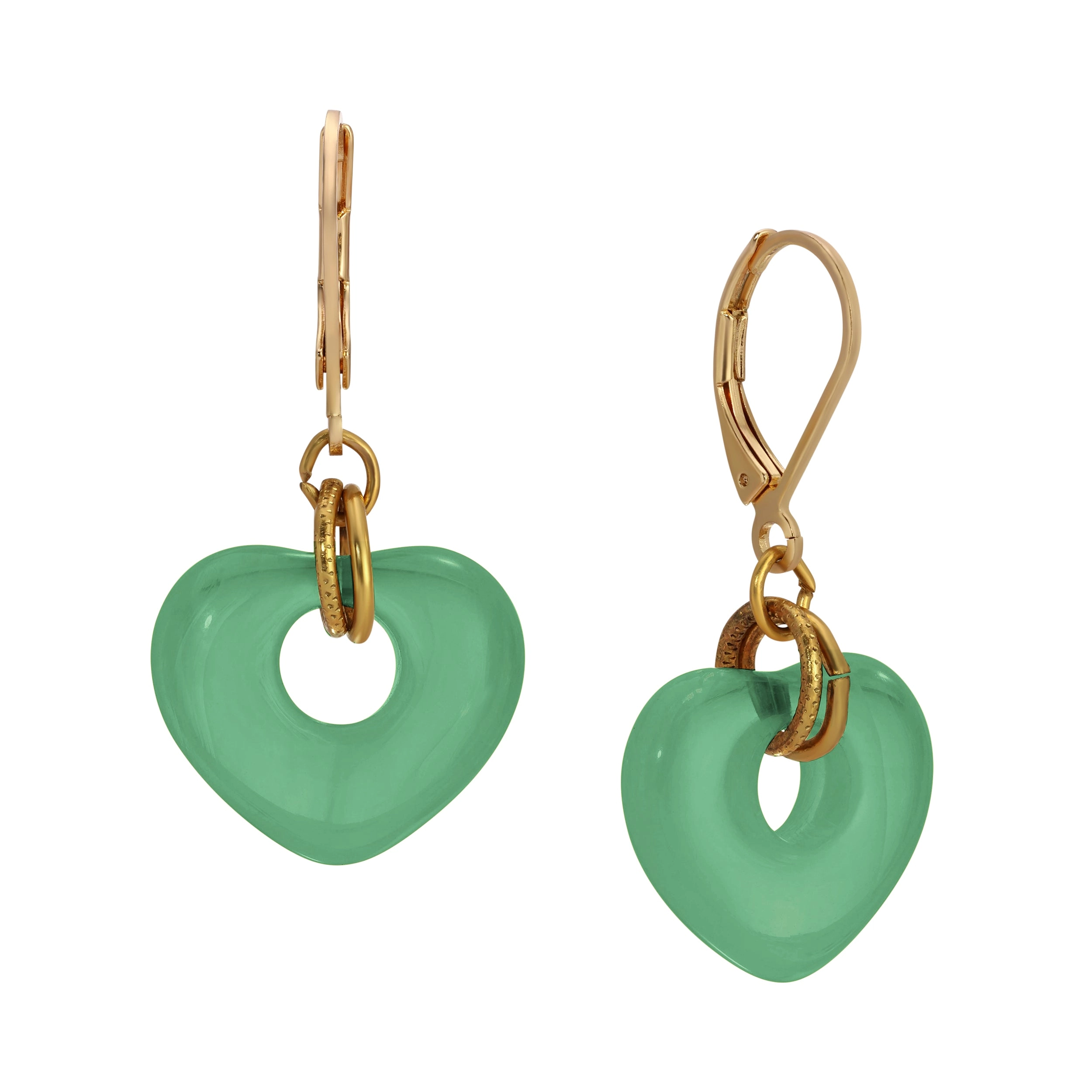 1928 Jewelry Vintage Glass Heart Drop Earrings