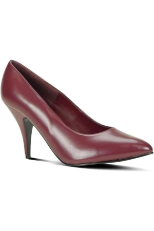 8902-Wide Classic Pump | Wine Faux Leather
