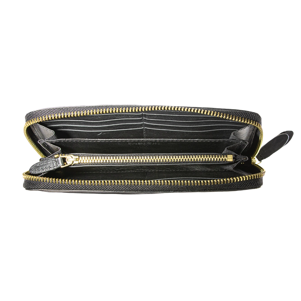 Accordion Zip Wallet Black