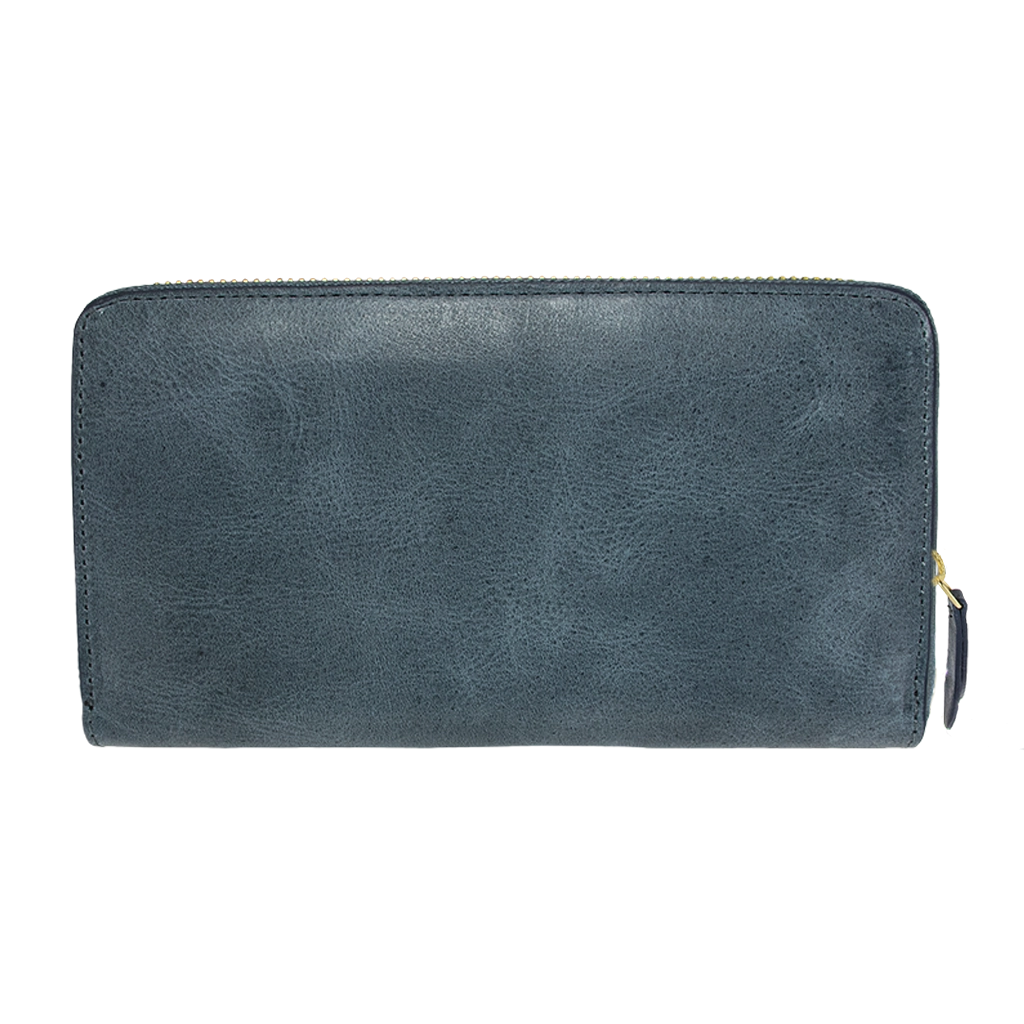 Accordion Zip Wallet Blue