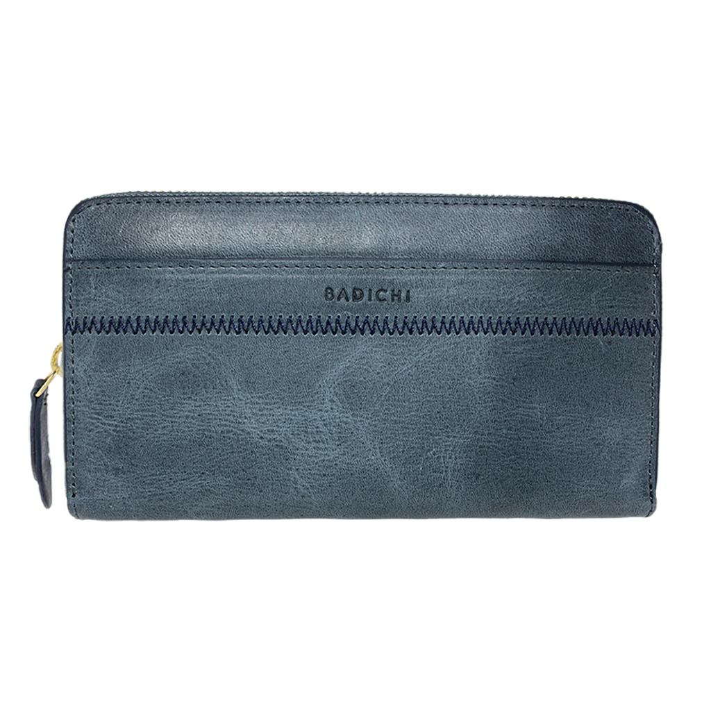 Accordion Zip Wallet Blue