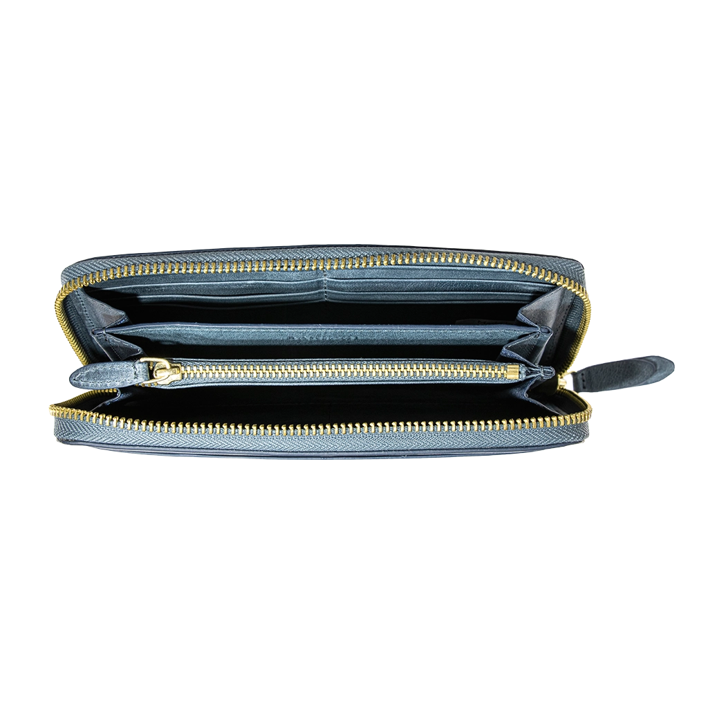 Accordion Zip Wallet Blue