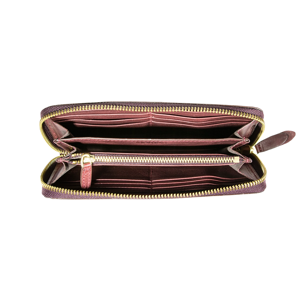 Accordion Zip Wallet Burgundy
