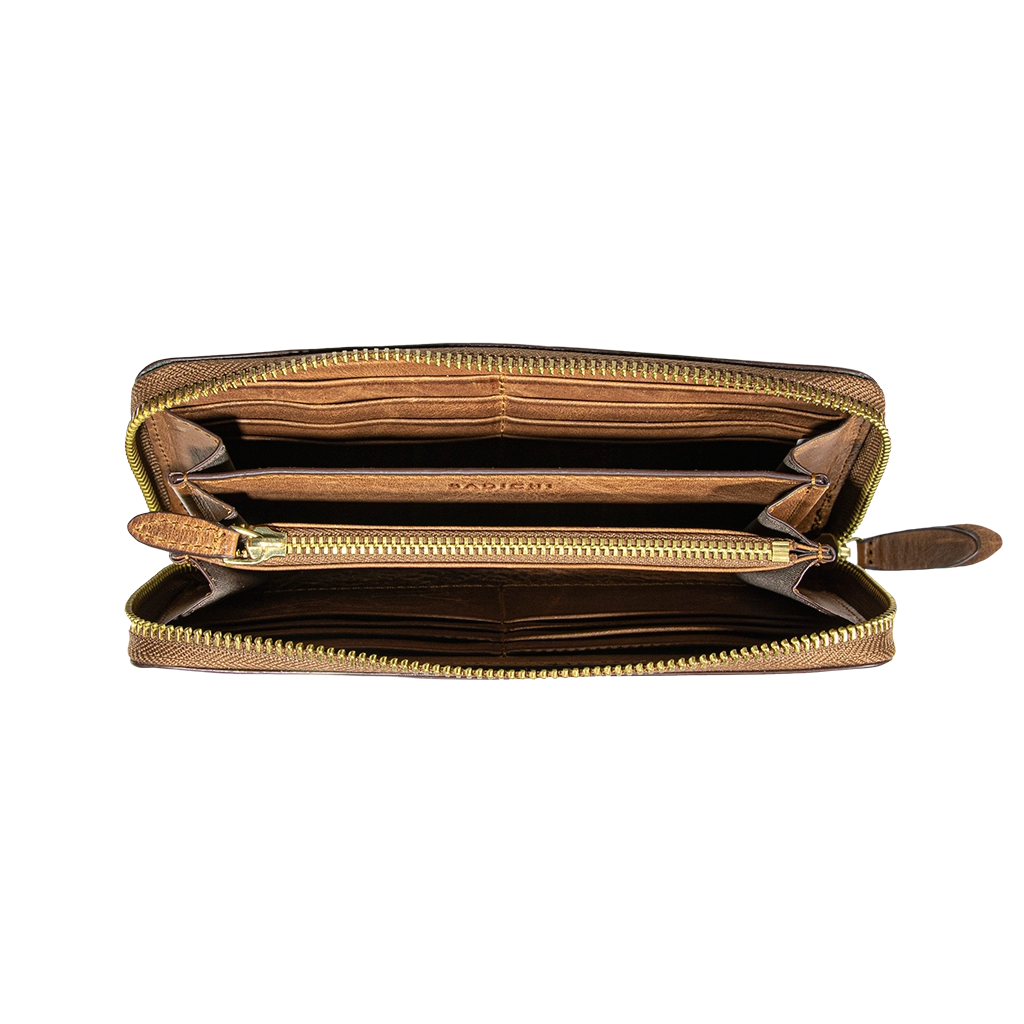 Accordion Zip Wallet Cognac