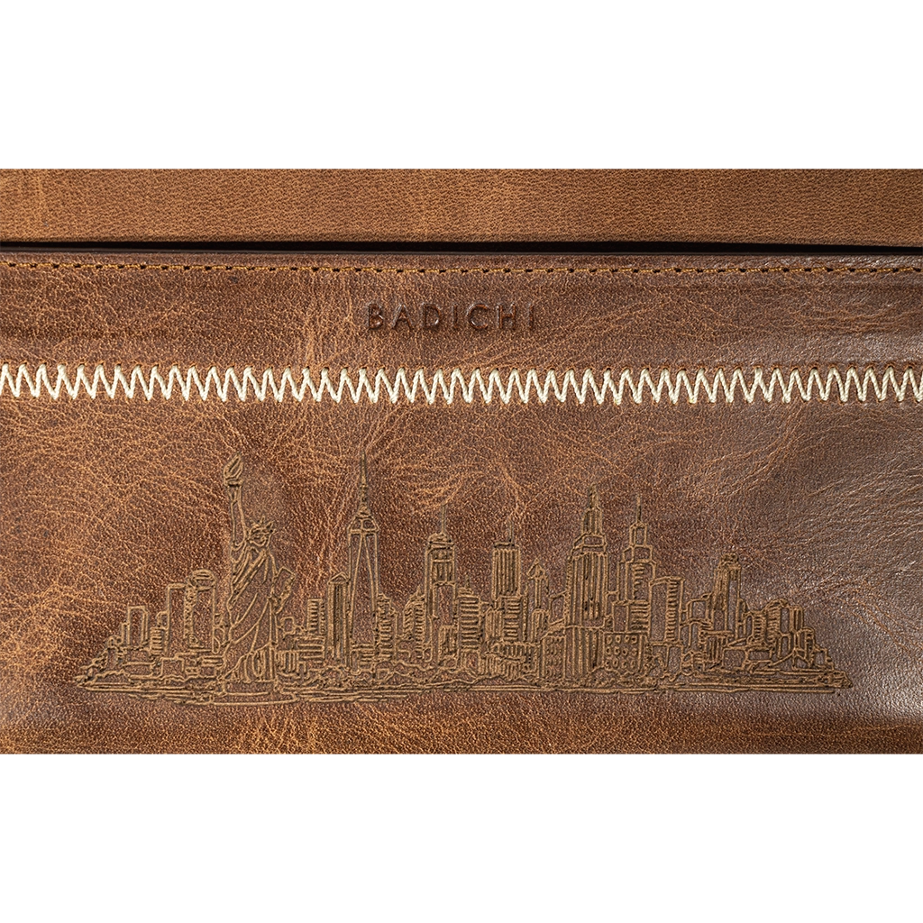 Accordion Zip Wallet NYC Cognac
