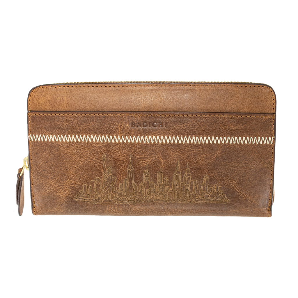 Accordion Zip Wallet NYC Cognac
