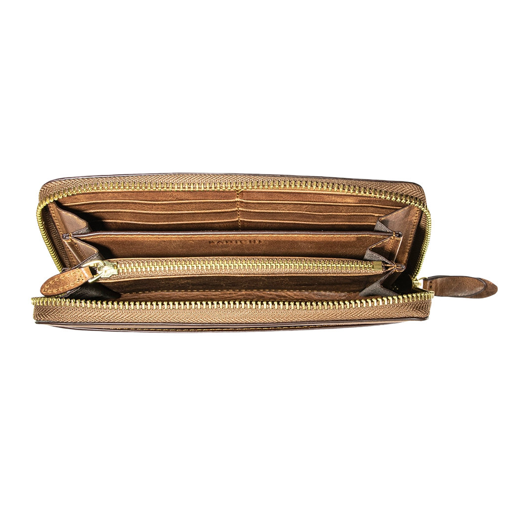 Accordion Zip Wallet NYC Cognac