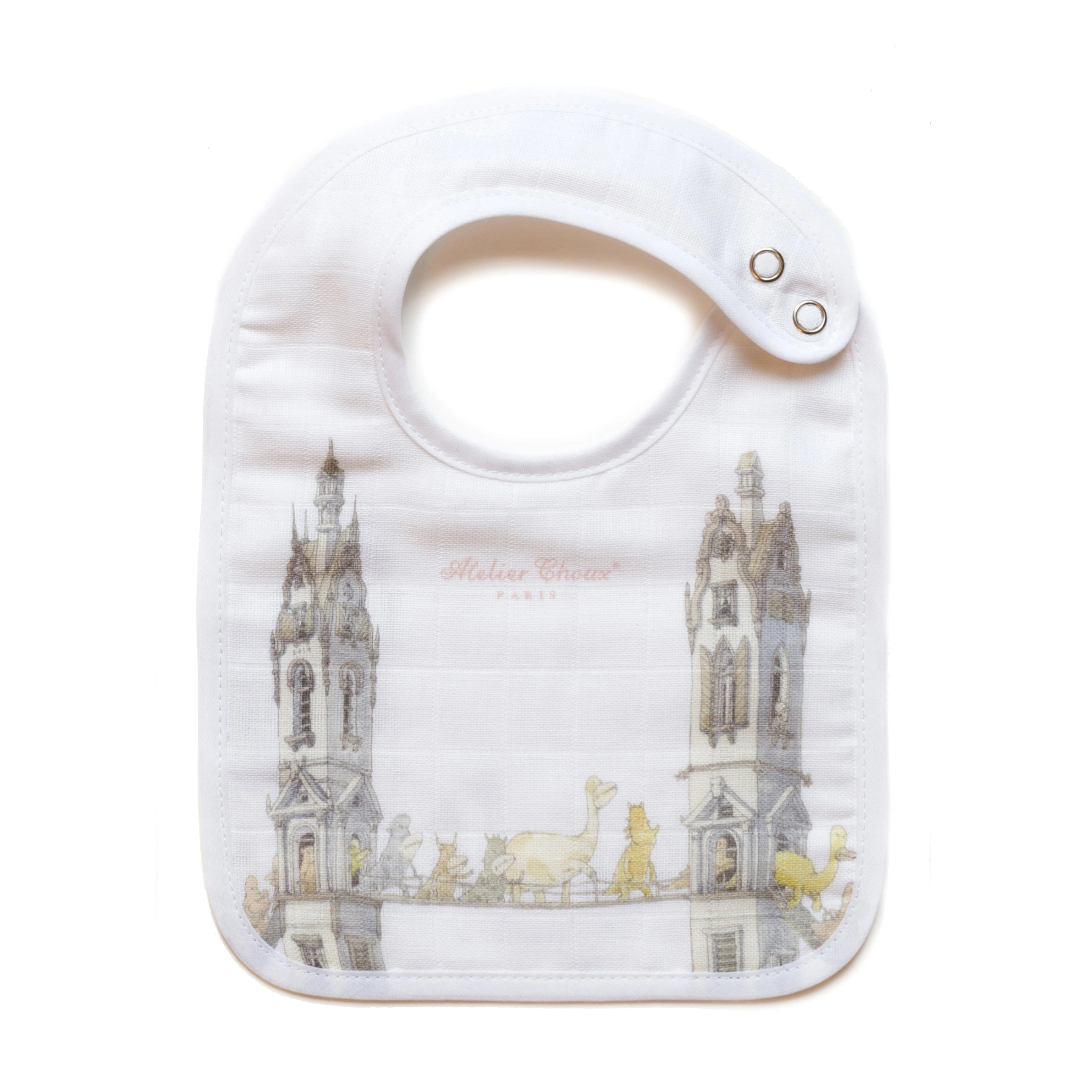 Atelier Choux Small Bib Tower's Bridge Gold Snaps