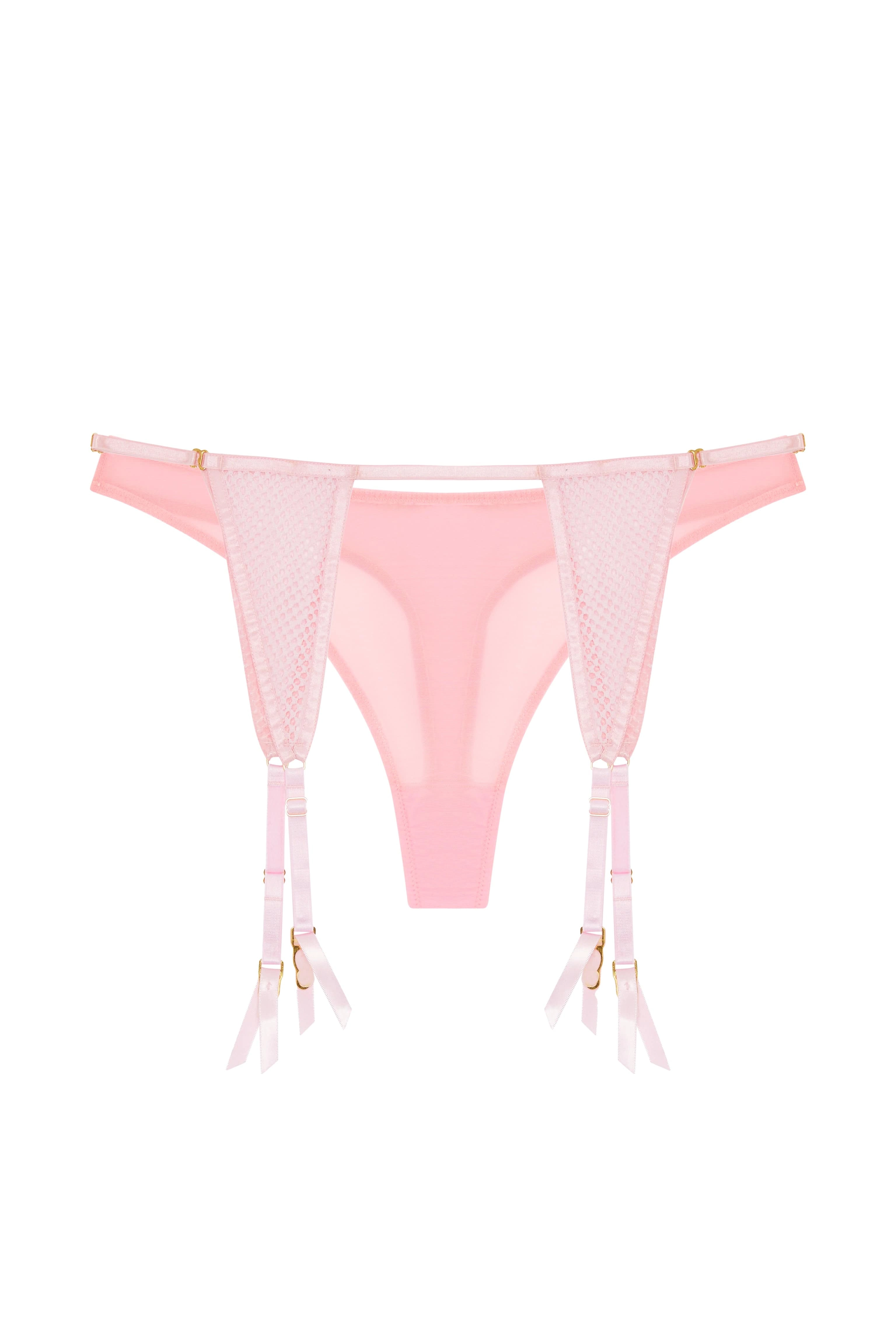 Greta Pink Fishnet Suspender Thong