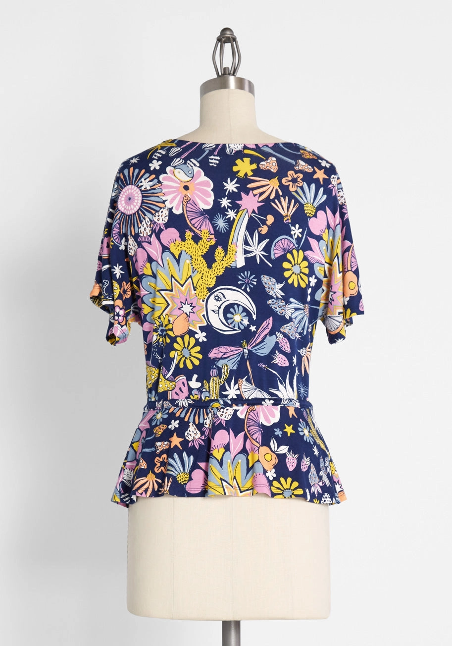 Imagination Blooms Peplum Top