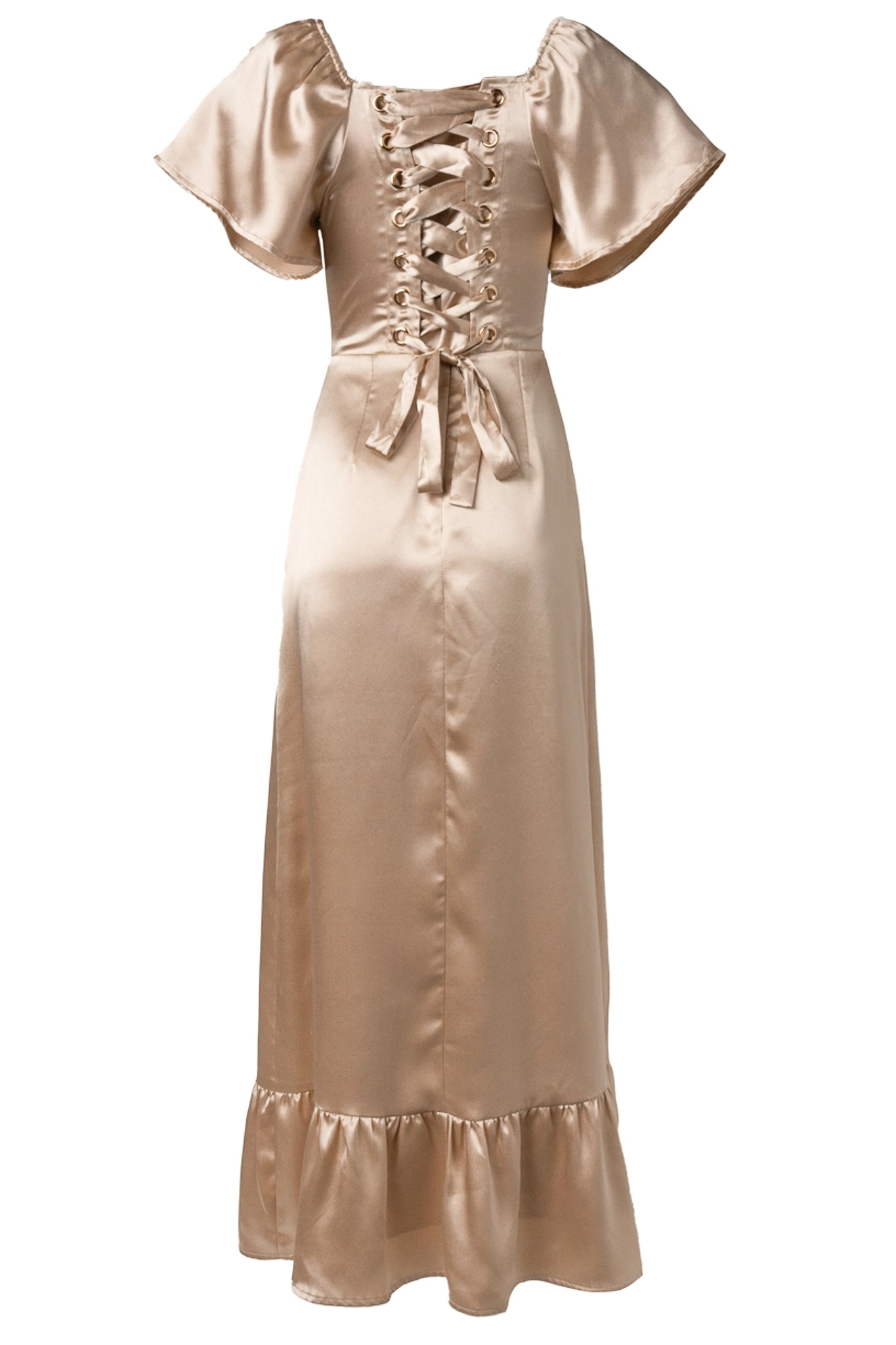 Maddie Dress in Champagne Satin