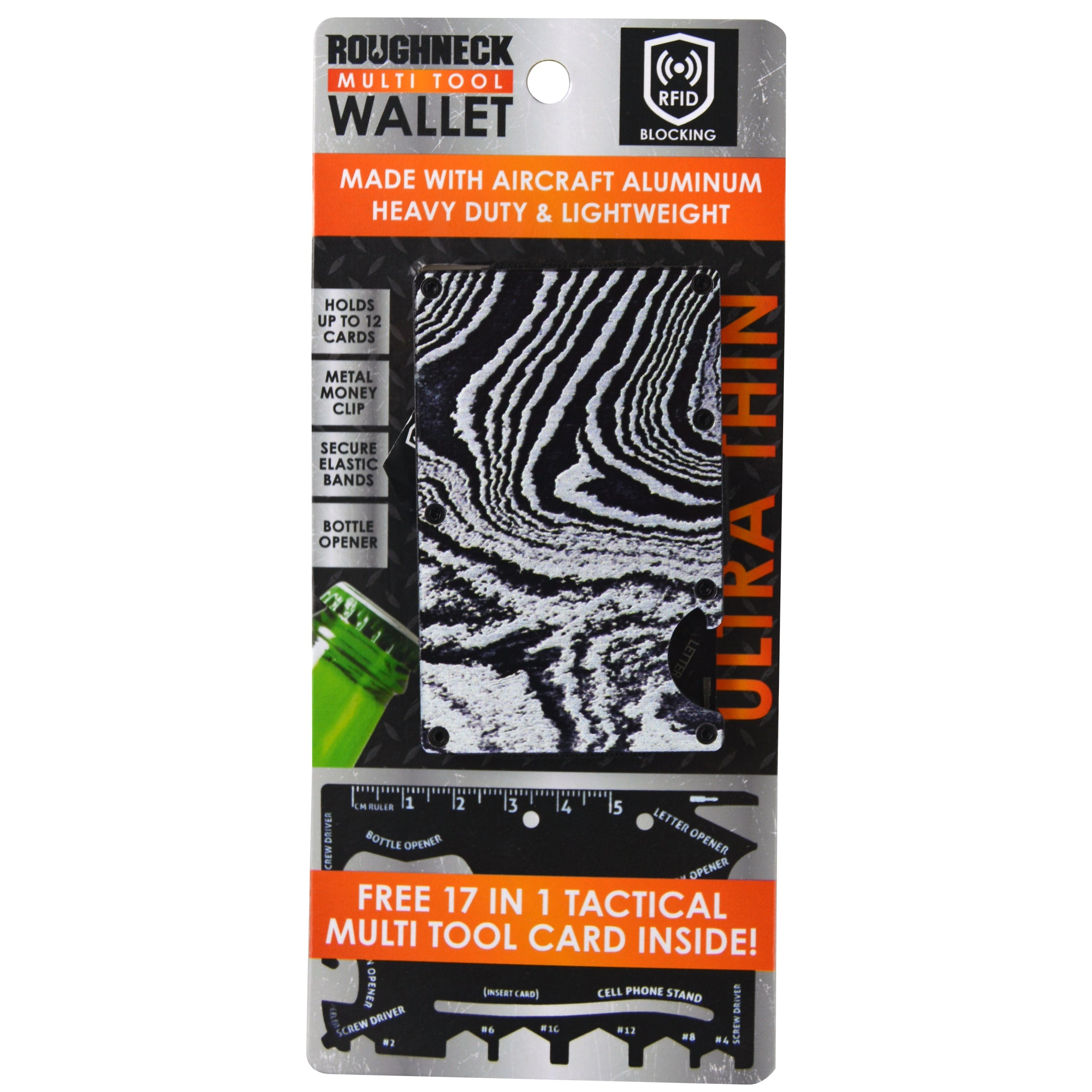 Metal RFID Blocking Ultra-Thin Wallet with Multi-Tool - 6 Pieces Per Retail Ready Display 22875