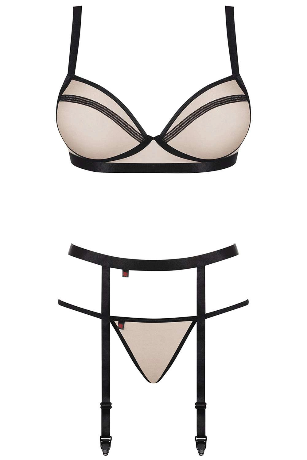 Nudelia Bra, Thong & Garter Belt, Size L-XL (UK 12-14)