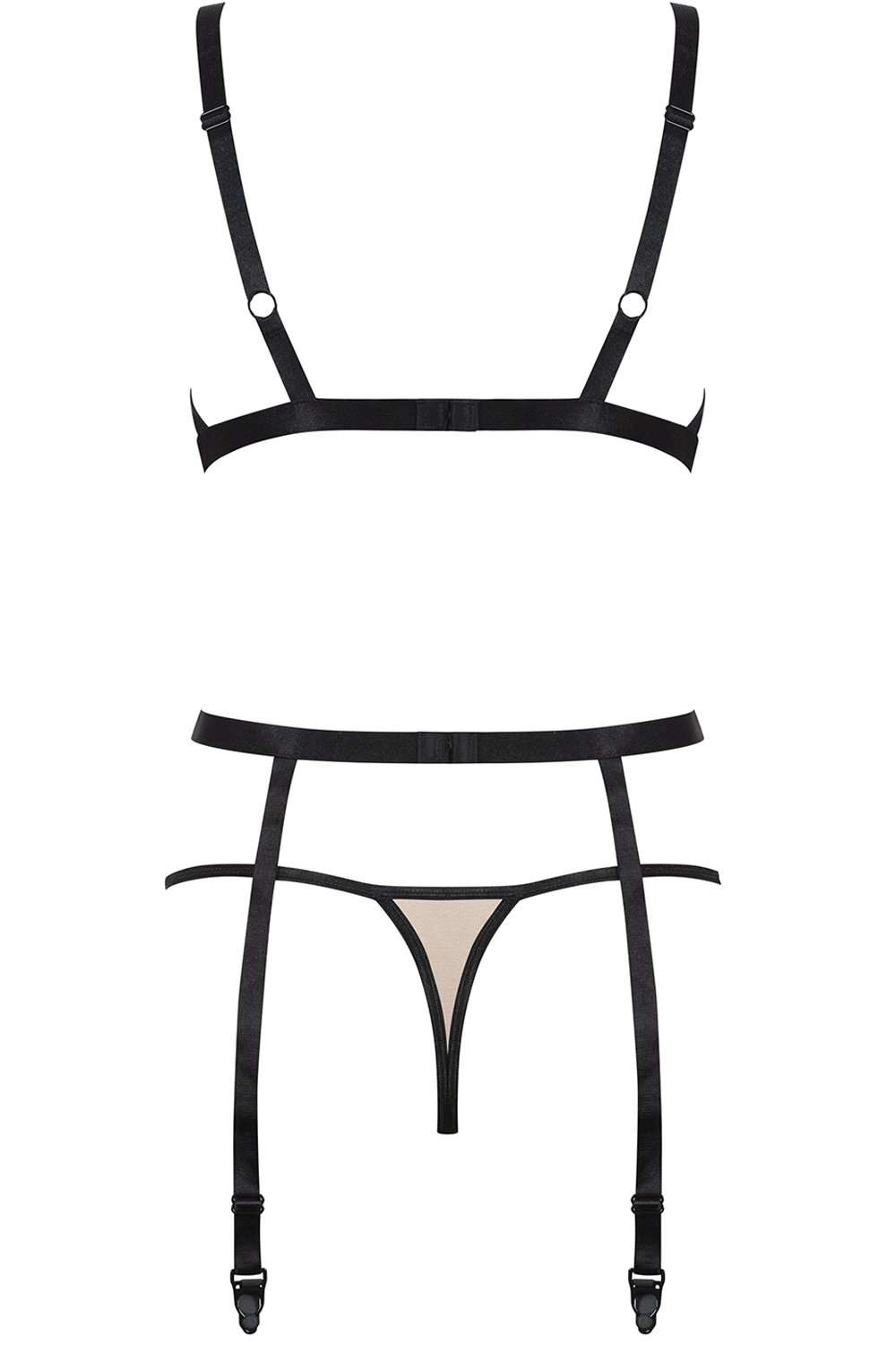 Nudelia Bra, Thong & Garter Belt, Size L-XL (UK 12-14)