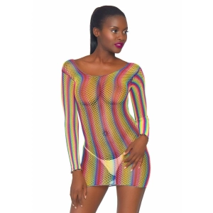Rainbow Fishnet Mini Dress