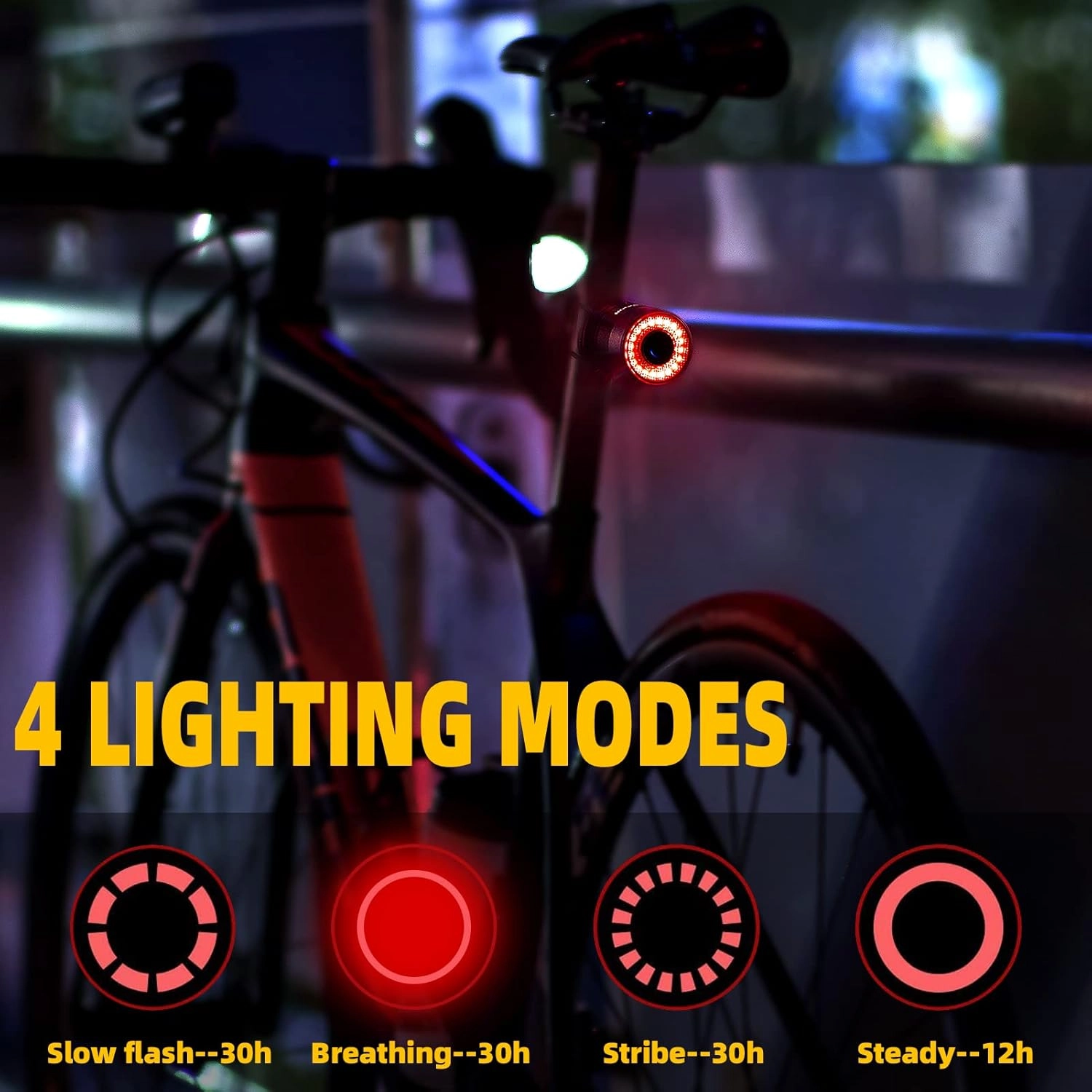 ROCKBROS Q3 Bike Tail Light USB Rechargeable IPX6 Waterproof 4 Light Modes