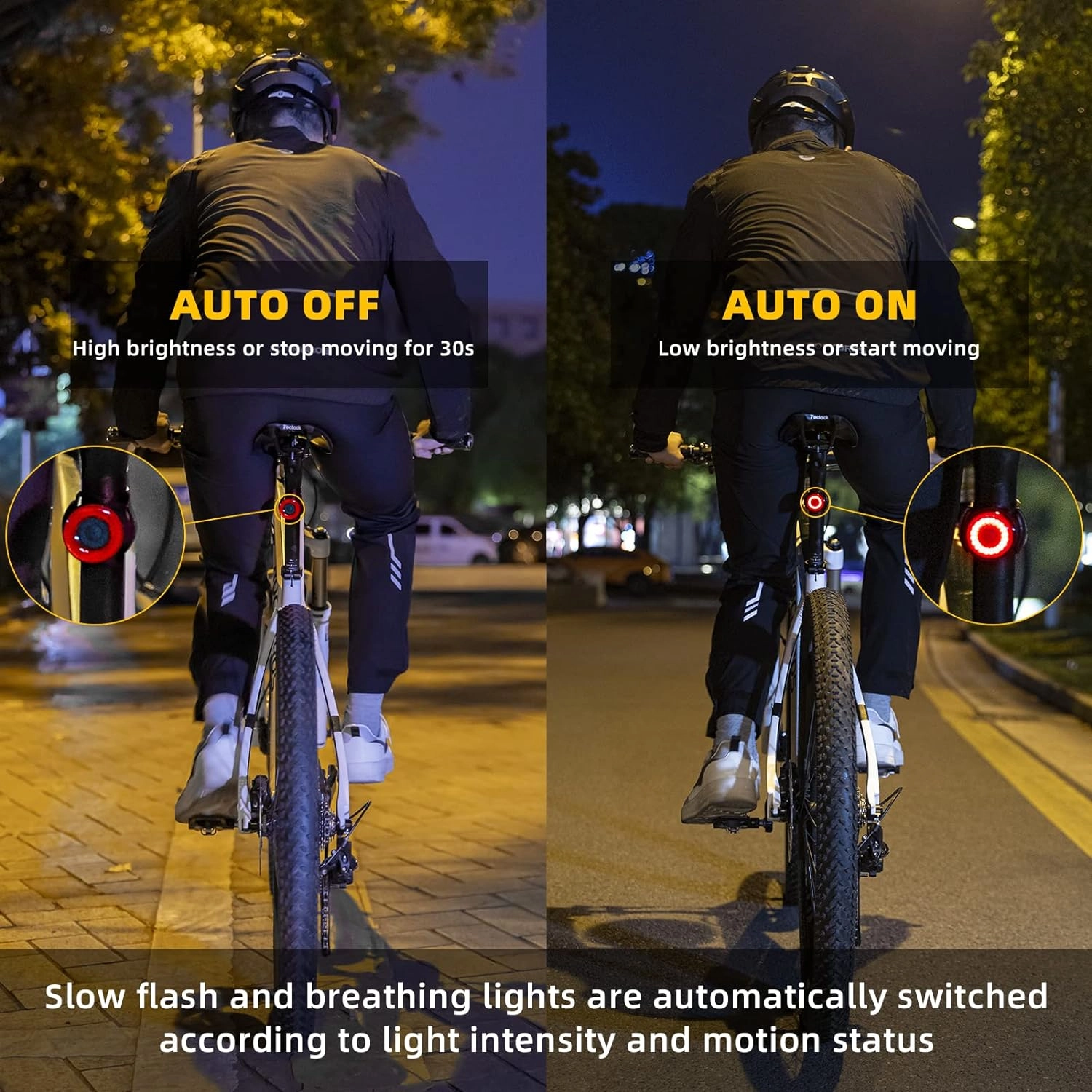 ROCKBROS Q3 Bike Tail Light USB Rechargeable IPX6 Waterproof 4 Light Modes