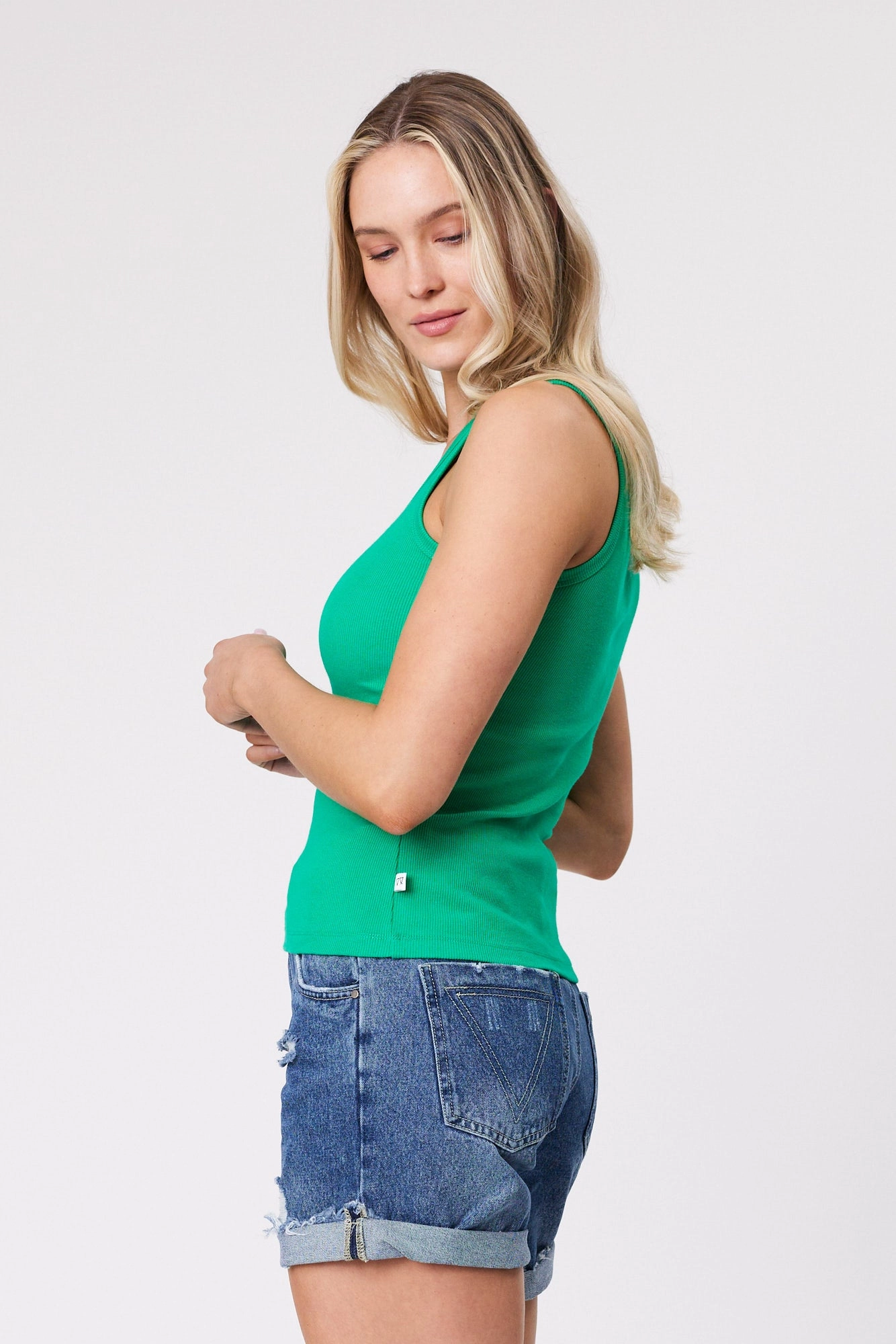 Shine On Essentials Rib Tank Bright Green