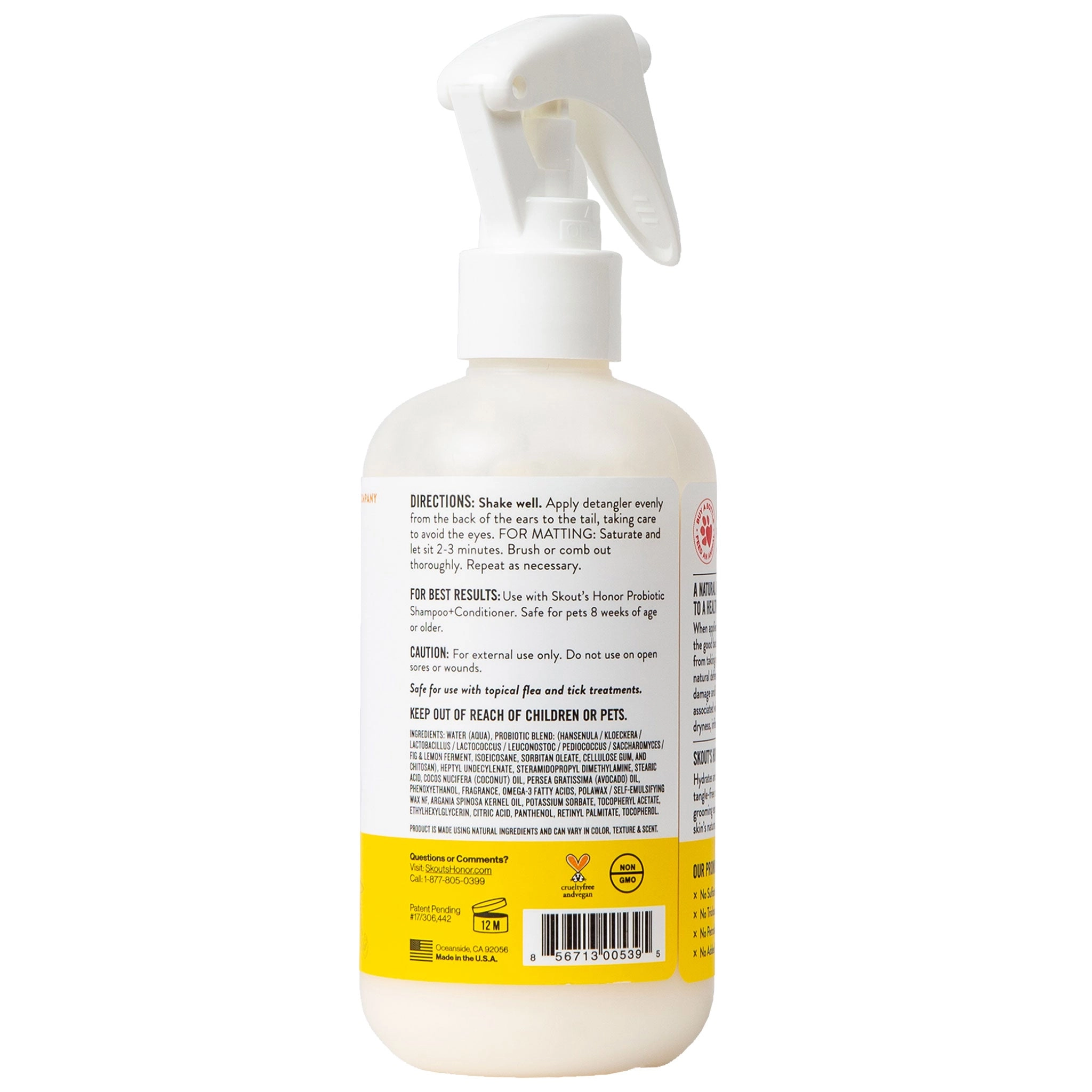 Skout's Honor Detangler Spray Honeysuckle Dog Grooming
