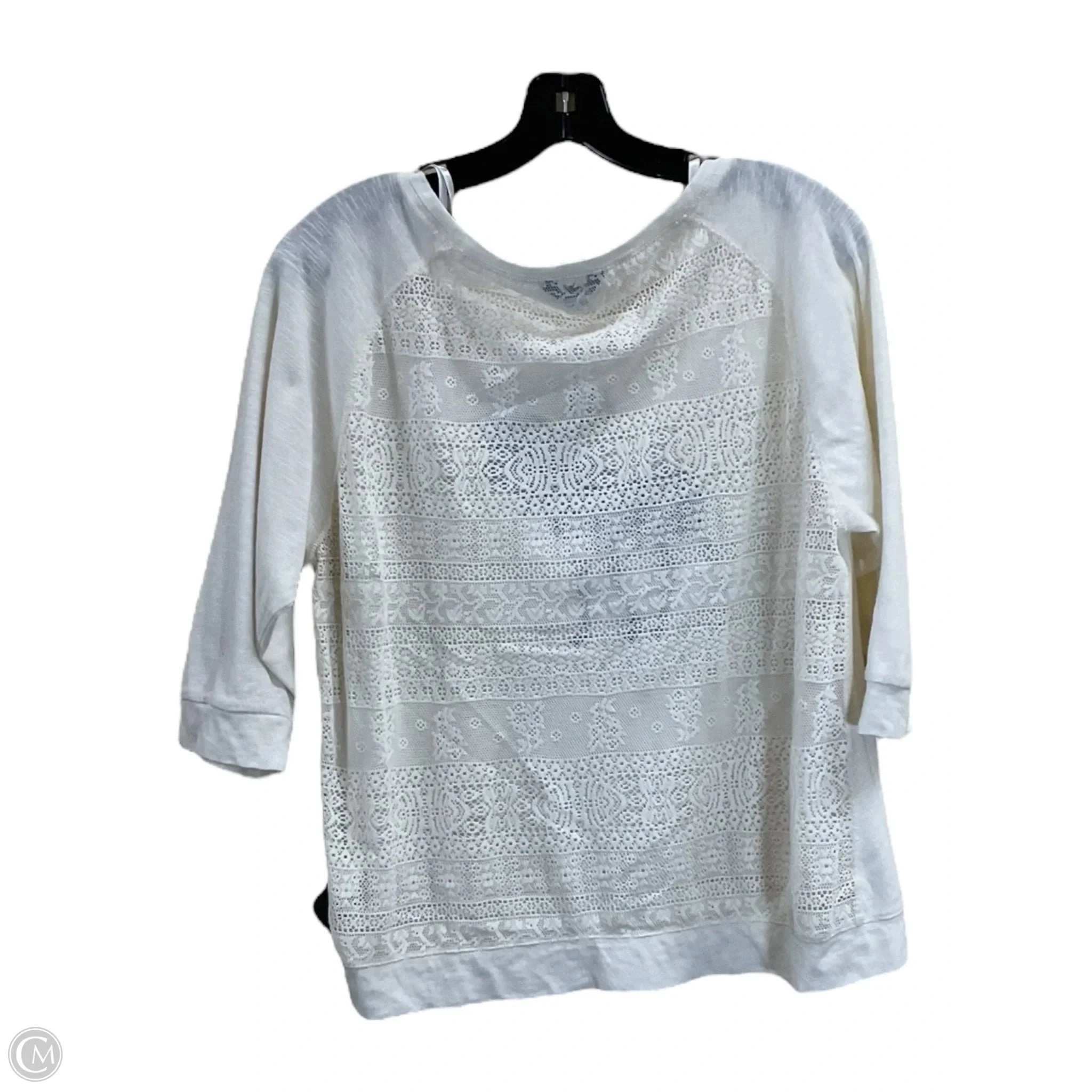 Top 3/4 Sleeve By Clothes Mentor In Cream, Size: L