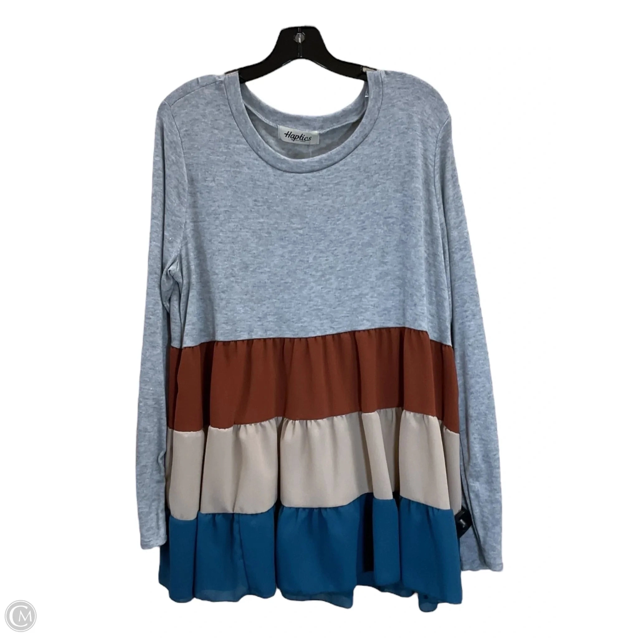 Top Long Sleeve By Haptics In Grey, Size: L