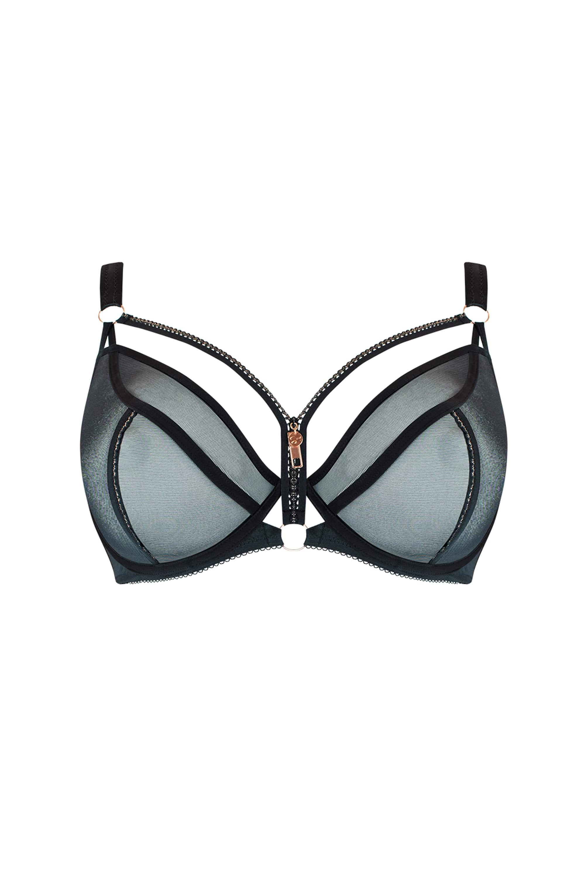 Unzipped Black Plunge Bra
