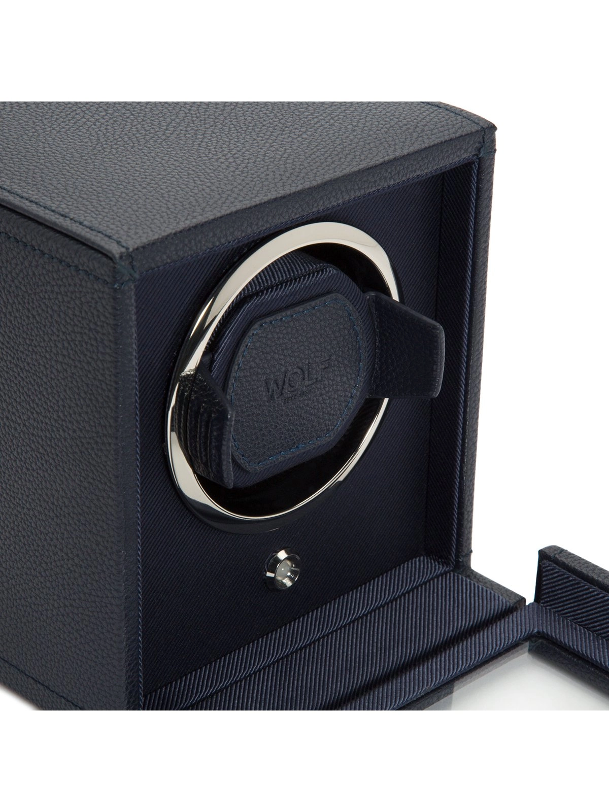 Wolf Cub Single Watch Winder with Cover in Navy 461117