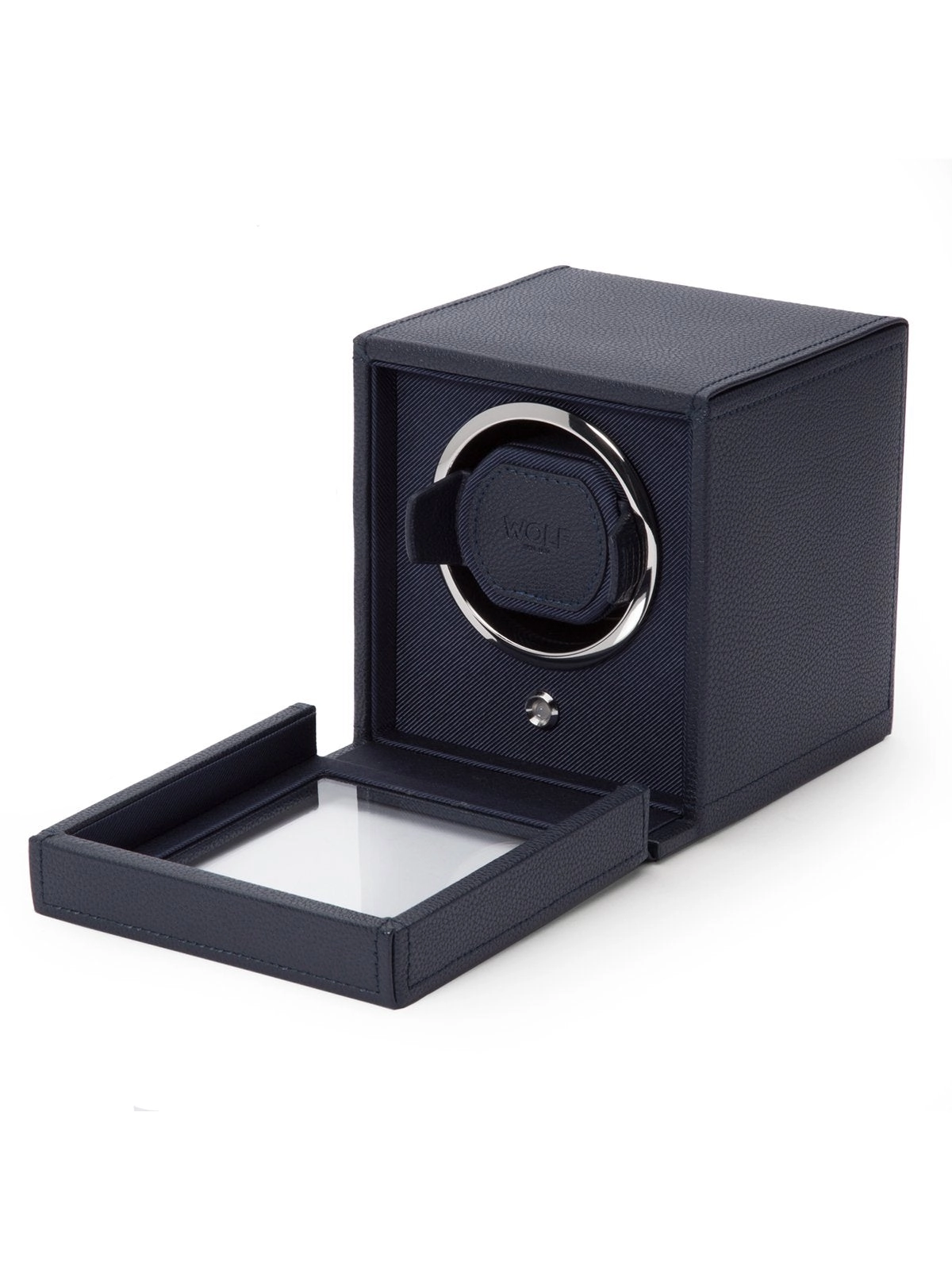 Wolf Cub Single Watch Winder with Cover in Navy 461117